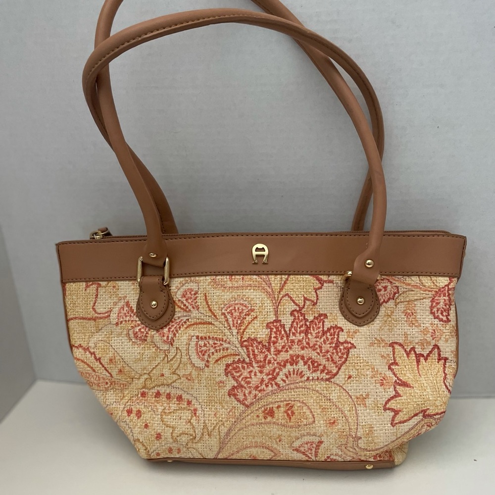 Etienne Aigner Floral Paper/Straw Hand/Shoulder Bag, EUC.